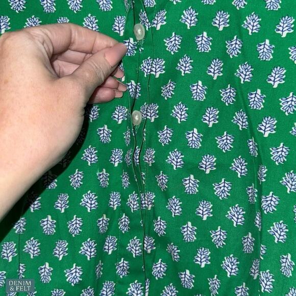 J.Crew Kelly Green Collared Short Sleeve Cotton Stretch Tie Waist Dress NEW - Picture 11 of 16